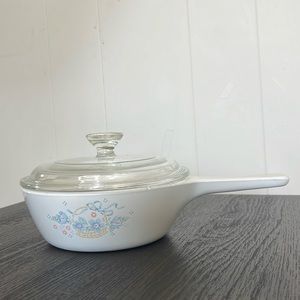 CorningWare Country Cornflower Sauce Pan Skillet Half Liter Floral Design Ribbon